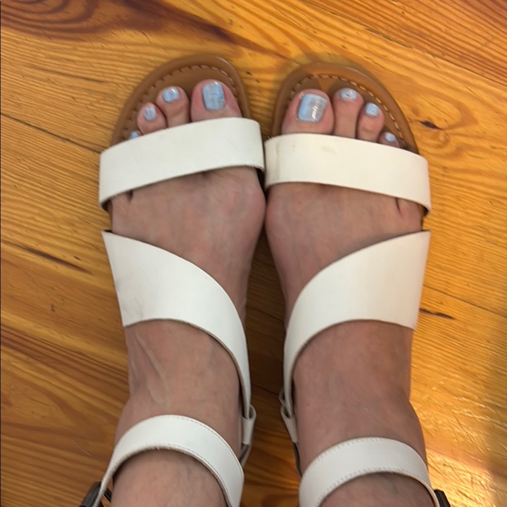 Franco Sarto Cream and Tan Strappy Sandals